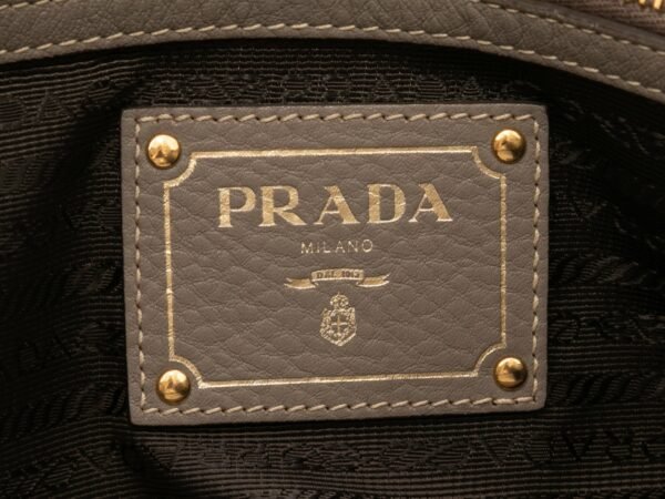 Gray Prada Leather Hobo Tote Bag - Image 6