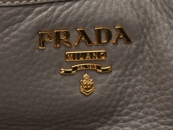 Gray Prada Leather Hobo Tote Bag - Image 5