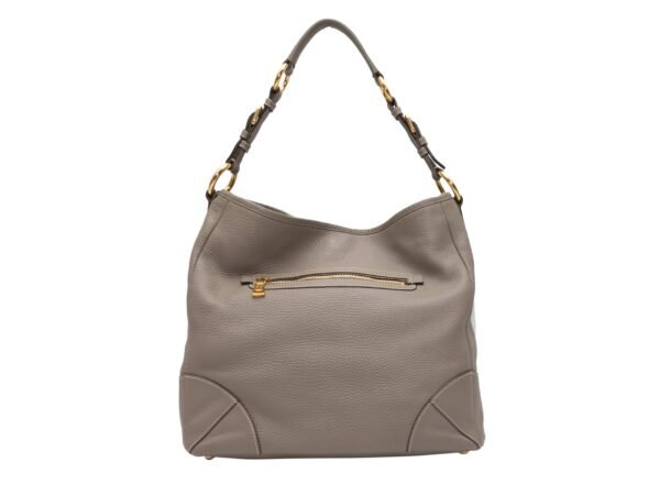 Gray Prada Leather Hobo Tote Bag - Image 2