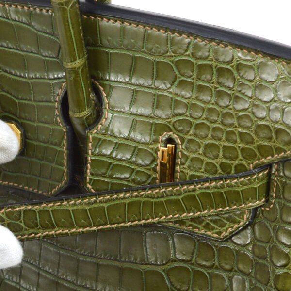 HERMES * 2008 BIRKIN 35 Porosus Crocodile Canopee - Image 7