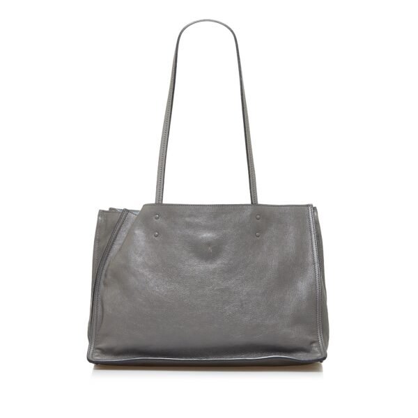 Gray Prada Glace Calf Etiquette Tote Bag - Image 2