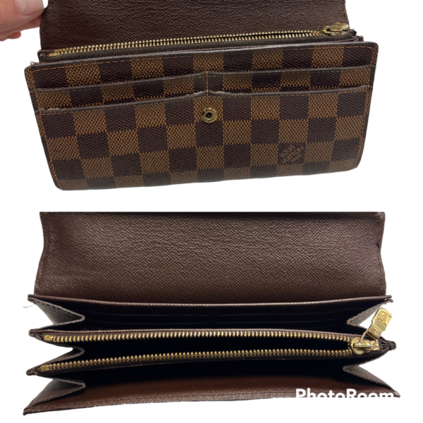 Damier Ebene Sarah Wallet Designer By Louis Vuitton  Size: Medium - Image 4