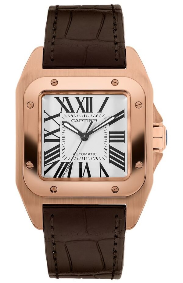 Cartier Santos 100 18k Rose Gold Men-s Watch W20108Y1 - Image 2